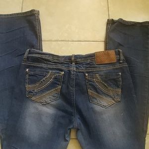 Distressed bootcut long mid waist
